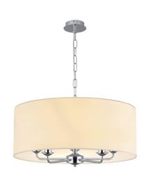 DK0652  Banyan 60cm 5 Light Pendant Polished Chrome, Ivory Pearl